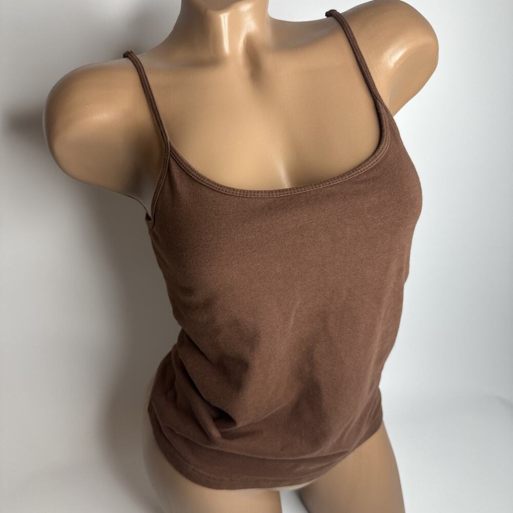 Vintage Y2K 2000s Womens Small Brown Cami Tank Top Faded Glory Stretch Grunge